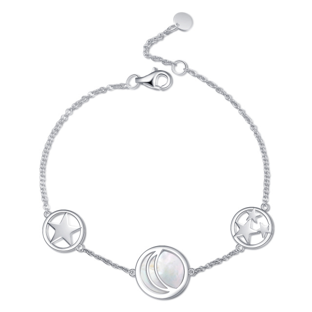 Bracelet en argent sterling avec pendentif lune en opale ronde-0