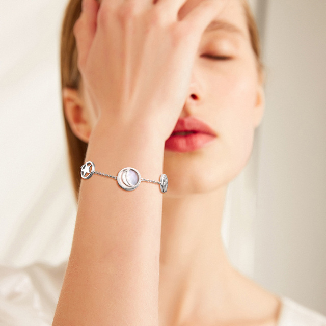 Bracelet en argent sterling avec pendentif lune en opale ronde-1