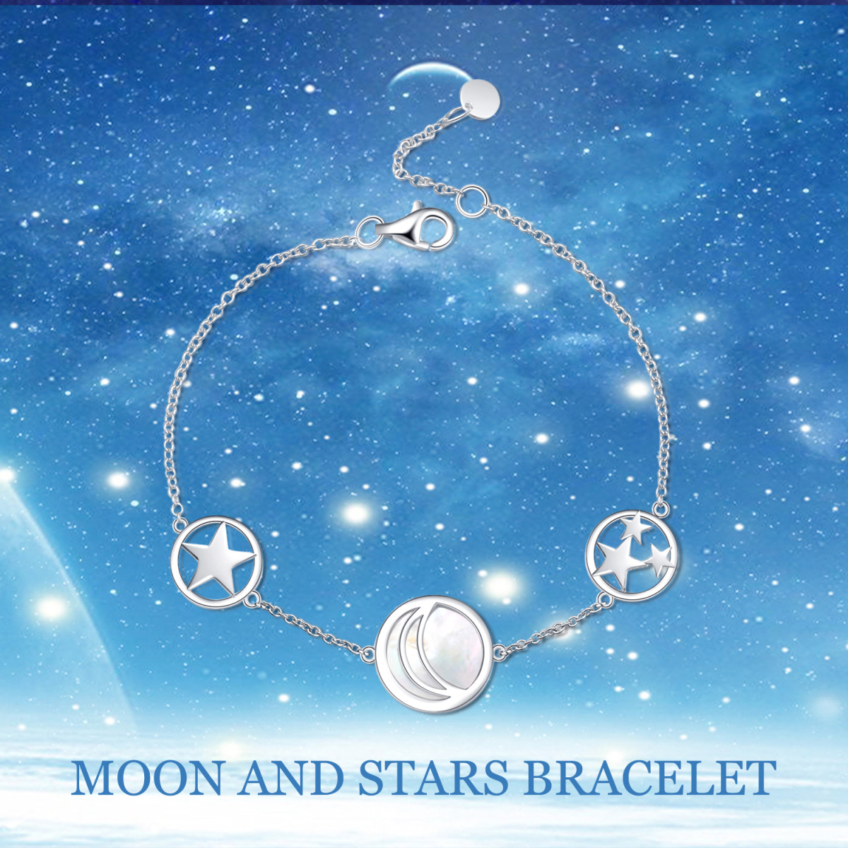 Pulsera Colgante Luna Ópalo Redondo Plata de Ley-6