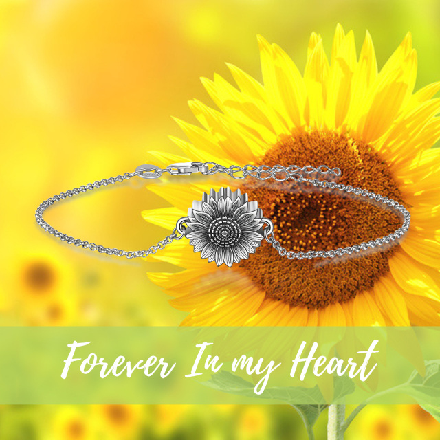 Sterling Silver Sunflower Urn Bracelet for Ashes-2