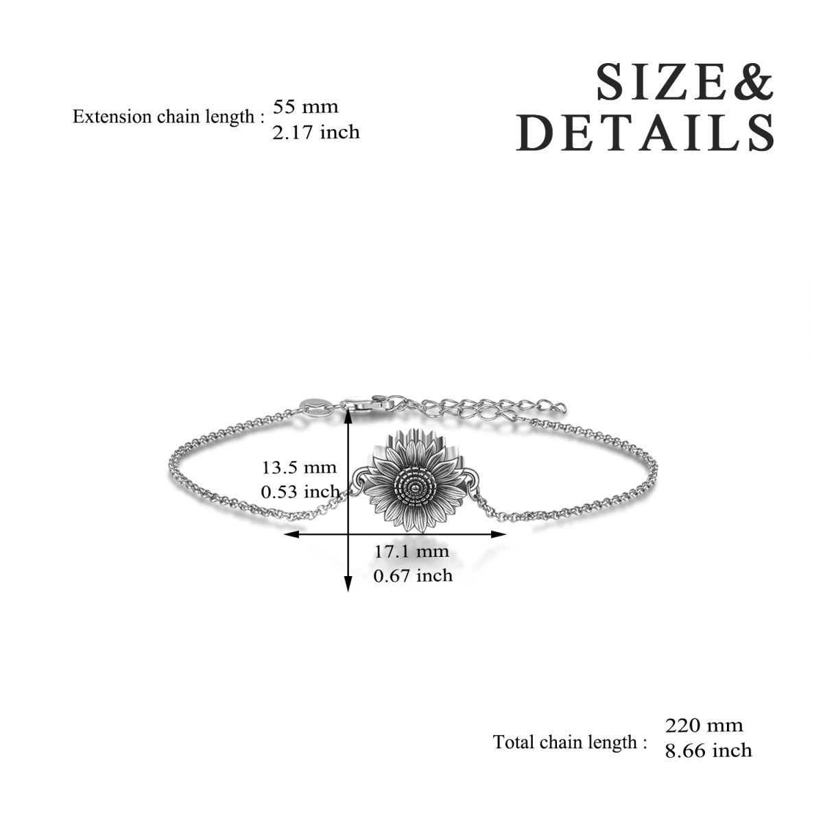 Pulsera Urna Girasol Plata de Ley para Cenizas-6