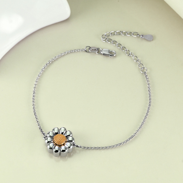 Sterling Silver Two-tone Sunflower Daisy Urn Bracelet for Ashes-2