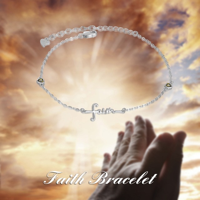 Pulsera de plata de ley de circonio cúbico personalizado piedra de nacimiento colgante-5