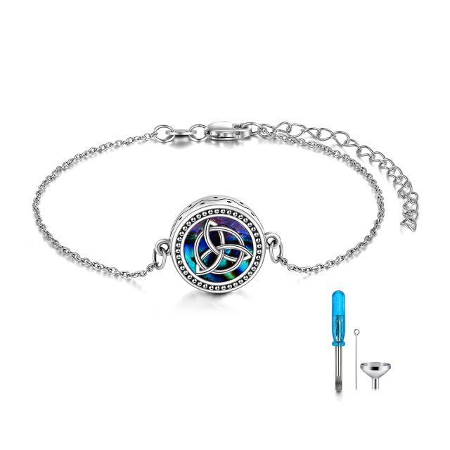 Pulsera de plata de ley con nudo celta de abulón para cenizas con palabra grabada-0