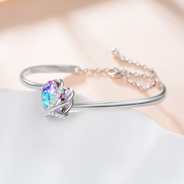 Bracelet en argent sterling avec pendentif en forme de coeur en cristal-3