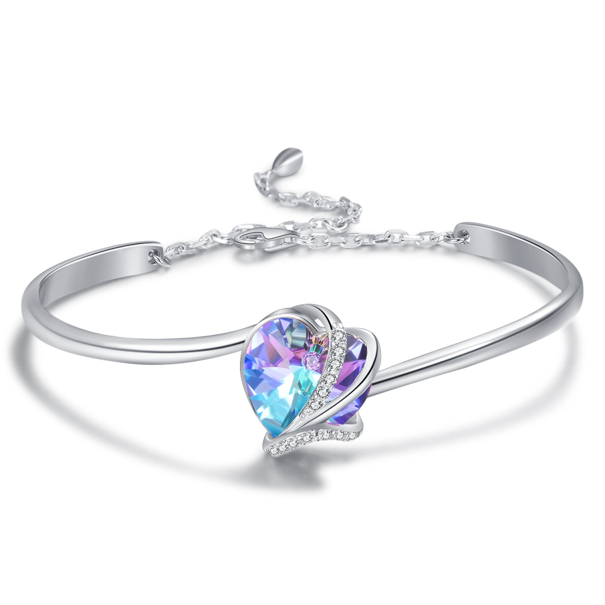 Bracelet en argent sterling avec pendentif en forme de coeur en cristal-1