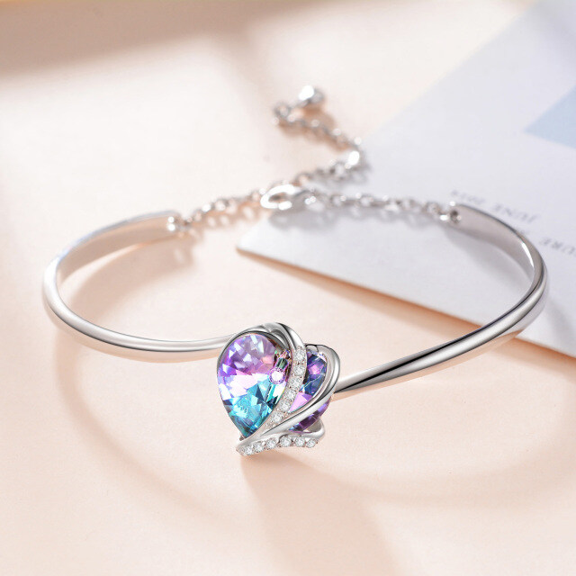 Bracelet en argent sterling avec pendentif en forme de coeur en cristal-2