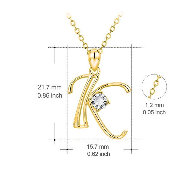 Sterling Silver Circular Shaped Cubic Zirconia Personalized Initial Letter Pendant Necklace with Initial Letter A & with Initial Letter B & with Initial Letter C & with Initial Letter D & with Initial Letter E & with Initial Letter F & with Initial Letter G & with Initial Letter H-4