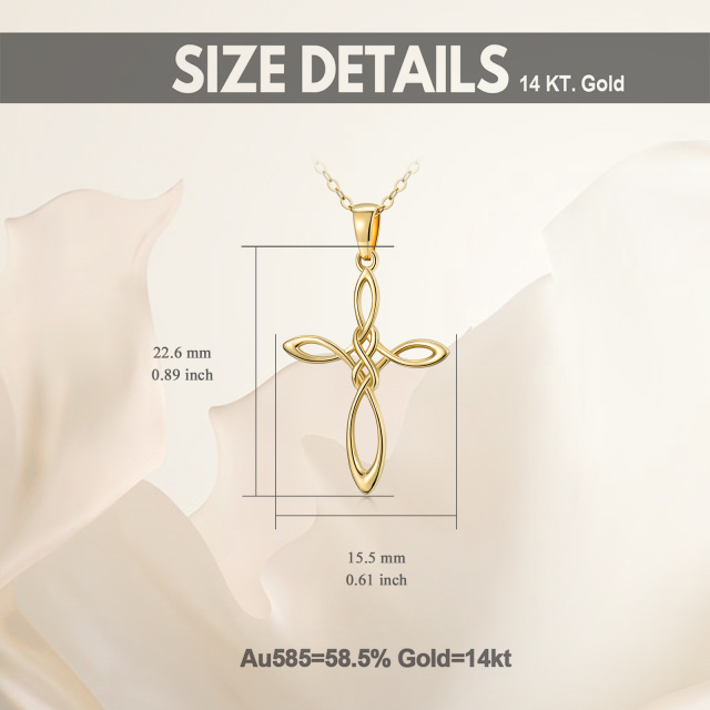 14K Gold Celtic Knot & Cross Pendant Necklace-5