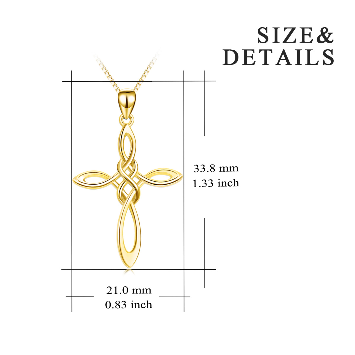 Collier en argent sterling avec pendentif nœud celtique et croix plaqué or jaune-5