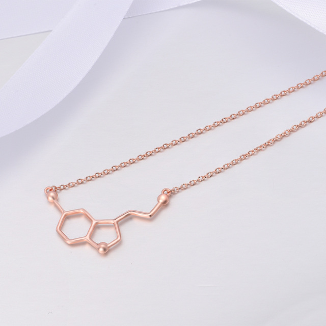 Sterling Silver with Rose Gold Plated Serotonin Molecule Pendant Necklace-4