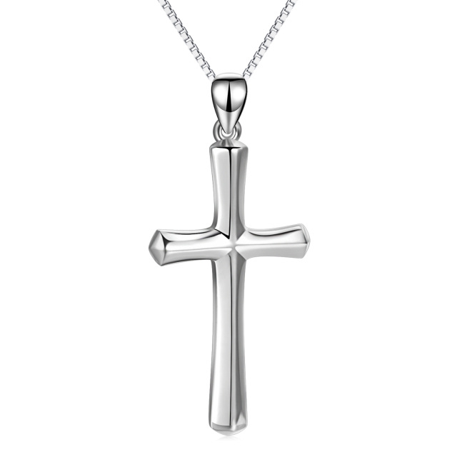 Collier à pendentif croix en argent sterling -0