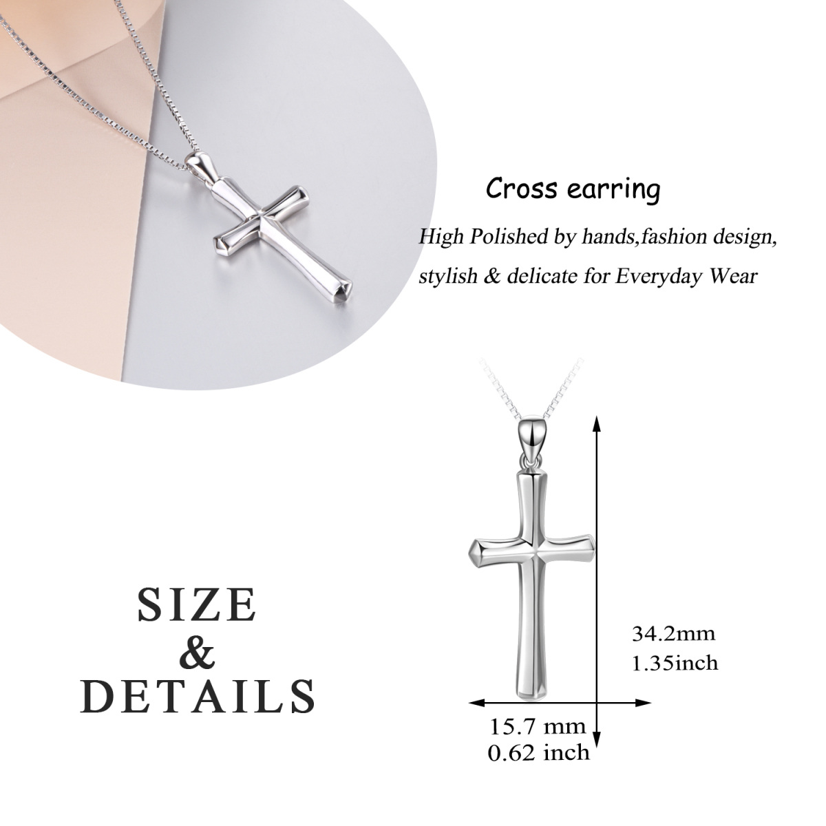 Sterling Silver Cross Pendant Necklace-6
