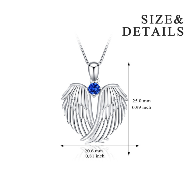 Sterling Silver Cubic Zirconia Angel Wings Pendant Necklace-5