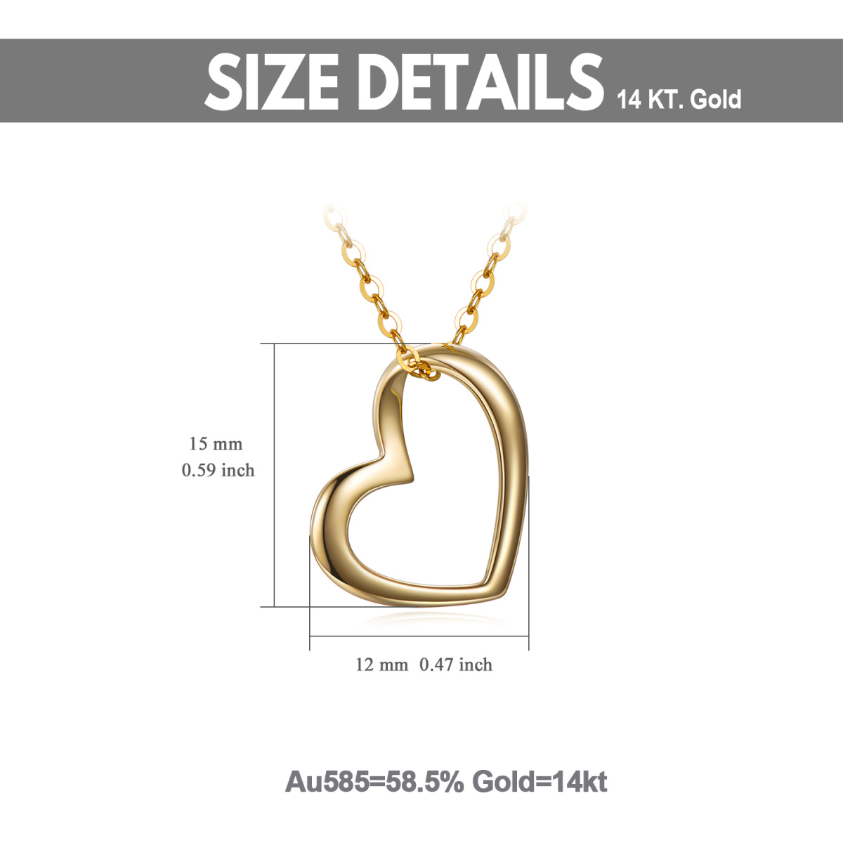 14K Gold Heart Pendant Necklace-8
