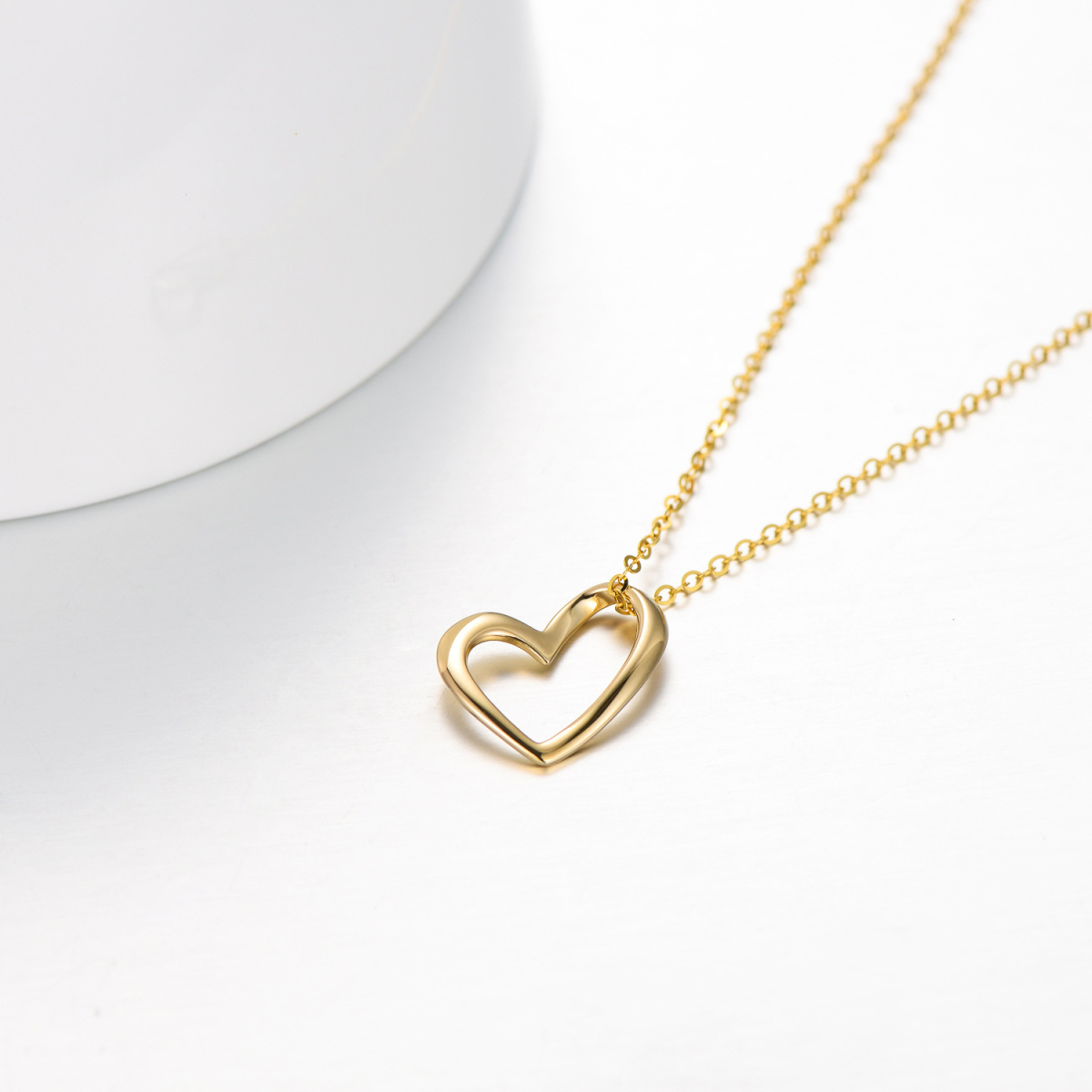 Collier avec pendentif en forme de coeur en or 14K-5