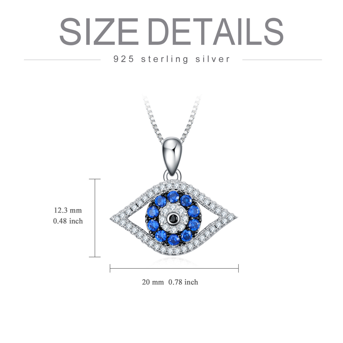Sterling Silver Cubic Zirconia Evil Eye Pendant Necklace-6