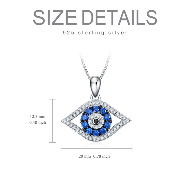 Sterling Silver Cubic Zirconia Evil Eye Pendant Necklace-5