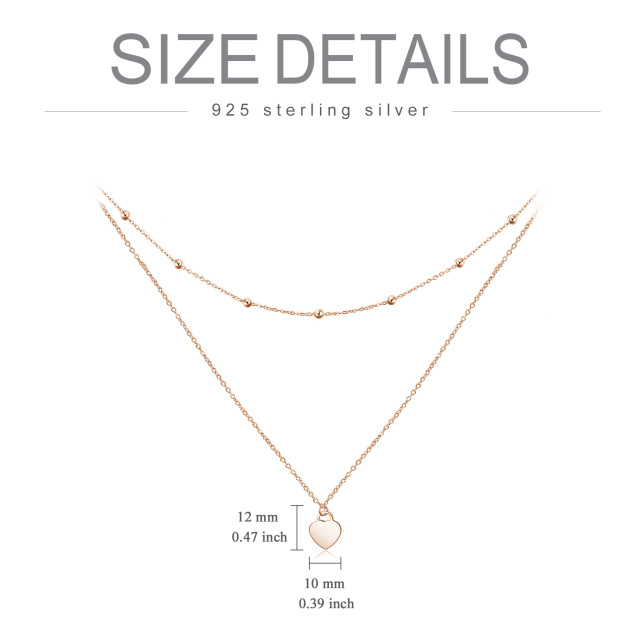 Sterling Silver with Rose Gold Plated Heart Layered Necklace-6