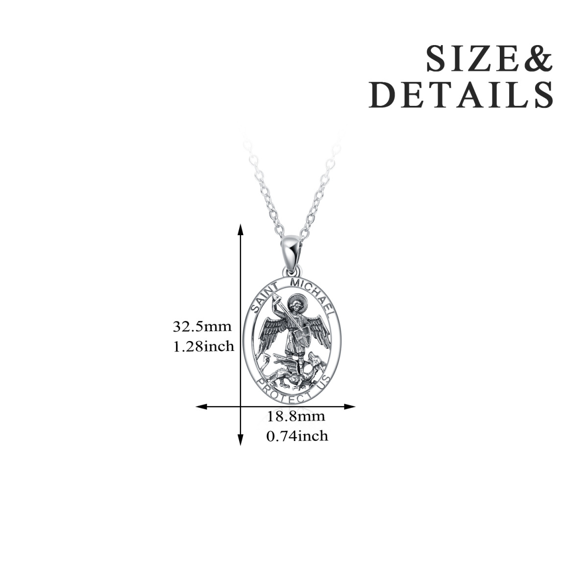 Collier pendentif Saint Michel en argent sterling avec mot gravé pour hommes-5