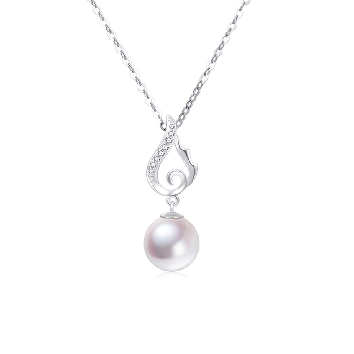 14K White Gold 18'' +1'' +1'' Extender Inches Pearl Strand Necklace-1