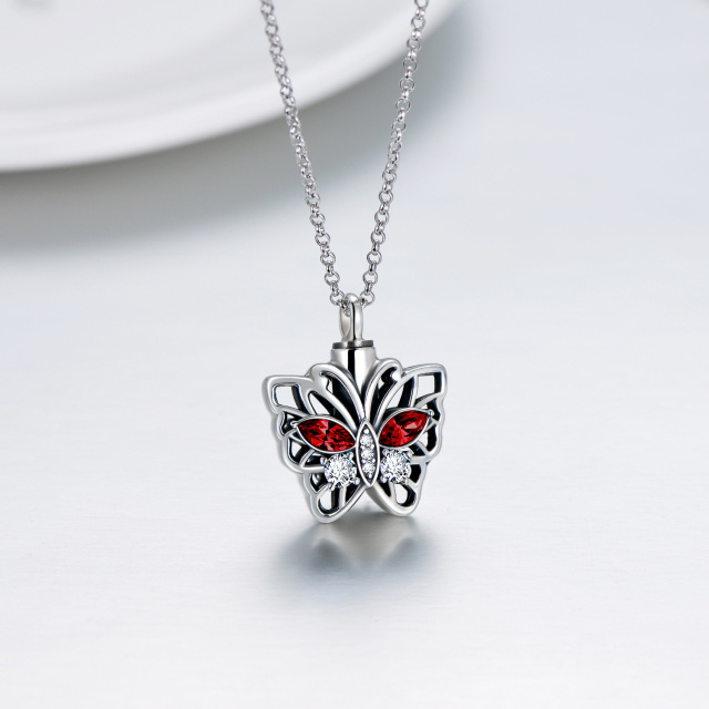 Sterling Silver Crystal Butterfly Urn Necklace for Ashes-4