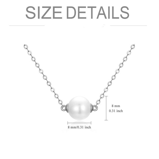 14K White Gold Circular Shaped Pearl Pendant Necklace-4