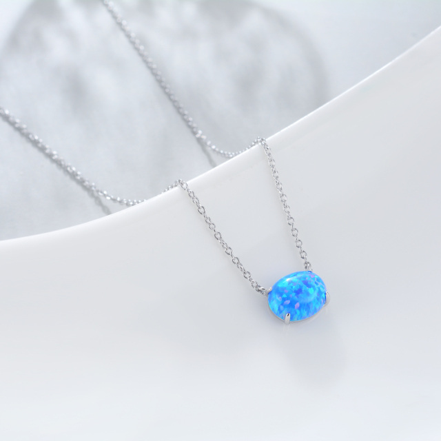 Colar gargantilha de opala azul joias presentes para mulheres em prata 925-2