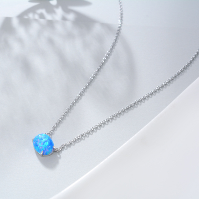 Colar gargantilha de opala azul joias presentes para mulheres em prata 925-3
