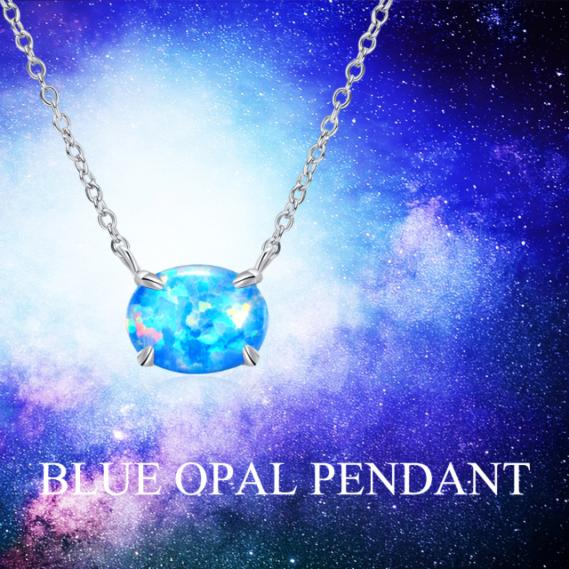 Colar gargantilha de opala azul joias presentes para mulheres em prata 925-5