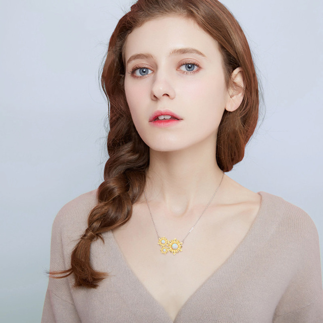 Sonnenblumen-Halskette mit Opal-Anhänger, Halskette, Geschenke für Frauen-1