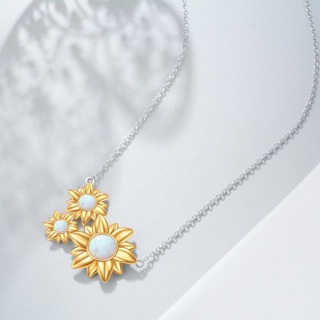 Sunflower Necklace with Opal Pendant Necklace Gifts for Women-2