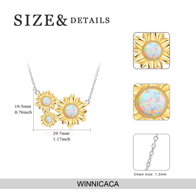 Sunflower Necklace with Opal Pendant Necklace Gifts for Women-4