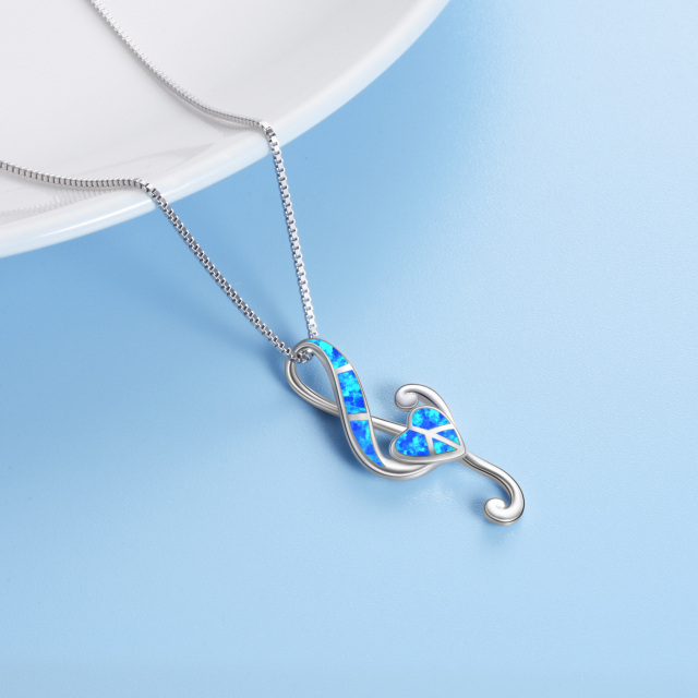 Sterling Silver with Rose Gold Plated Opal Music Symbol Pendant Necklace-2