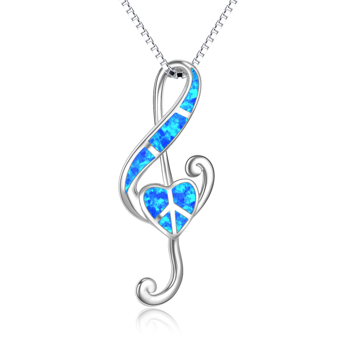 Sterling Silver with Rose Gold Plated Opal Music Symbol Pendant Necklace-1