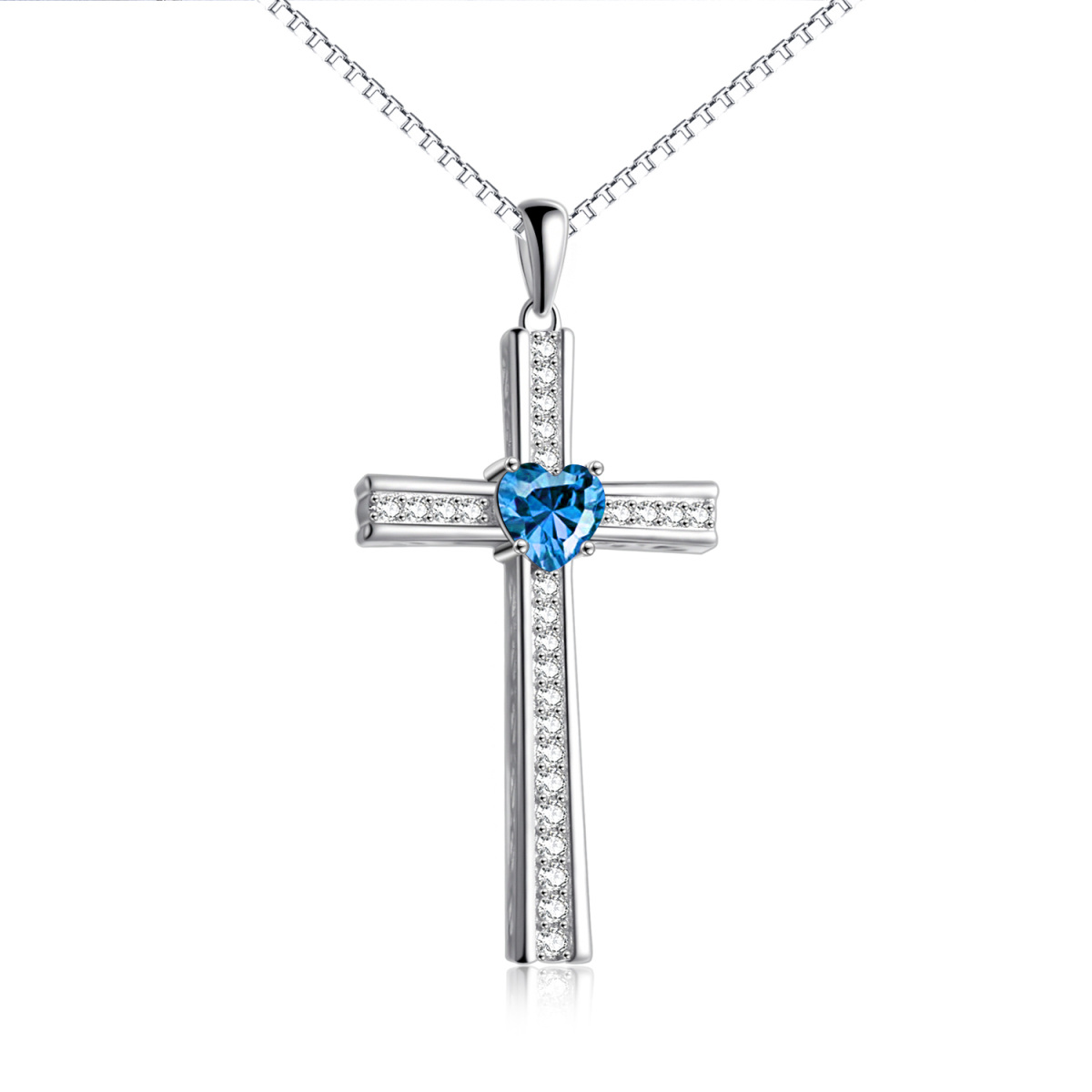 Sterling Silver Cubic Zirconia Cross Pendant Necklace-1