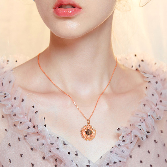Sterling Silber mit Rose vergoldet Sonnenblume & personalisierte Foto personalisierte Foto-1
