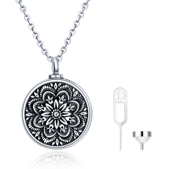 Collana per urna in argento Sterling Flower Of Life per ceneri con parola incisa