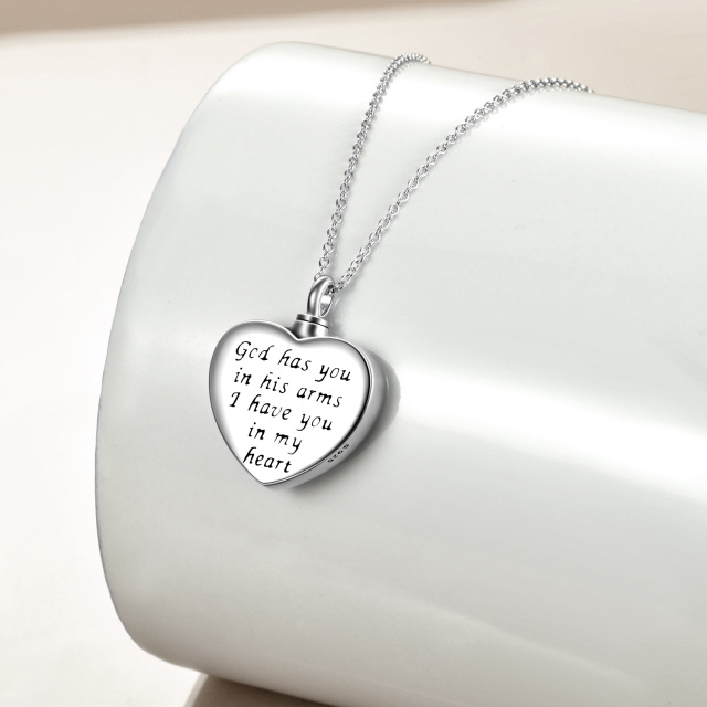 Sterling Silver Horse & Girl Heart Urn Necklace for Ashes with Engraved Word-3