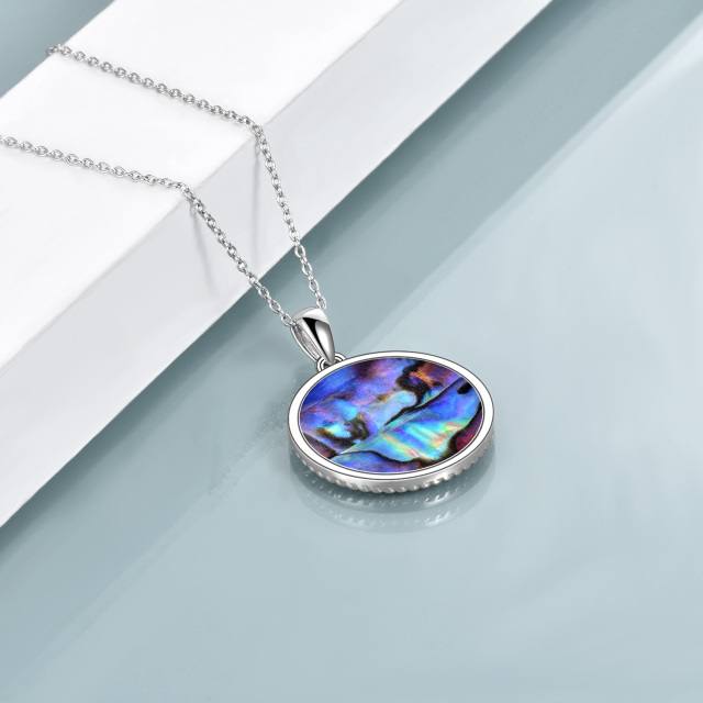 Sterling Silver Abalone Shellfish Sea Turtle Pendant Necklace-4