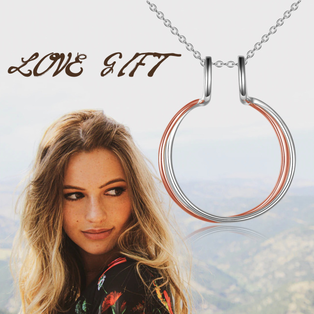 Sterling Silver Two-tone Ring Holder Pendant Necklace-2