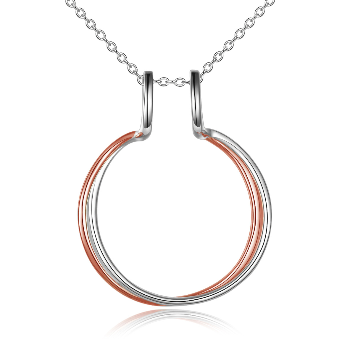 Sterling Silver Two-tone Ring Holder Pendant Necklace-1
