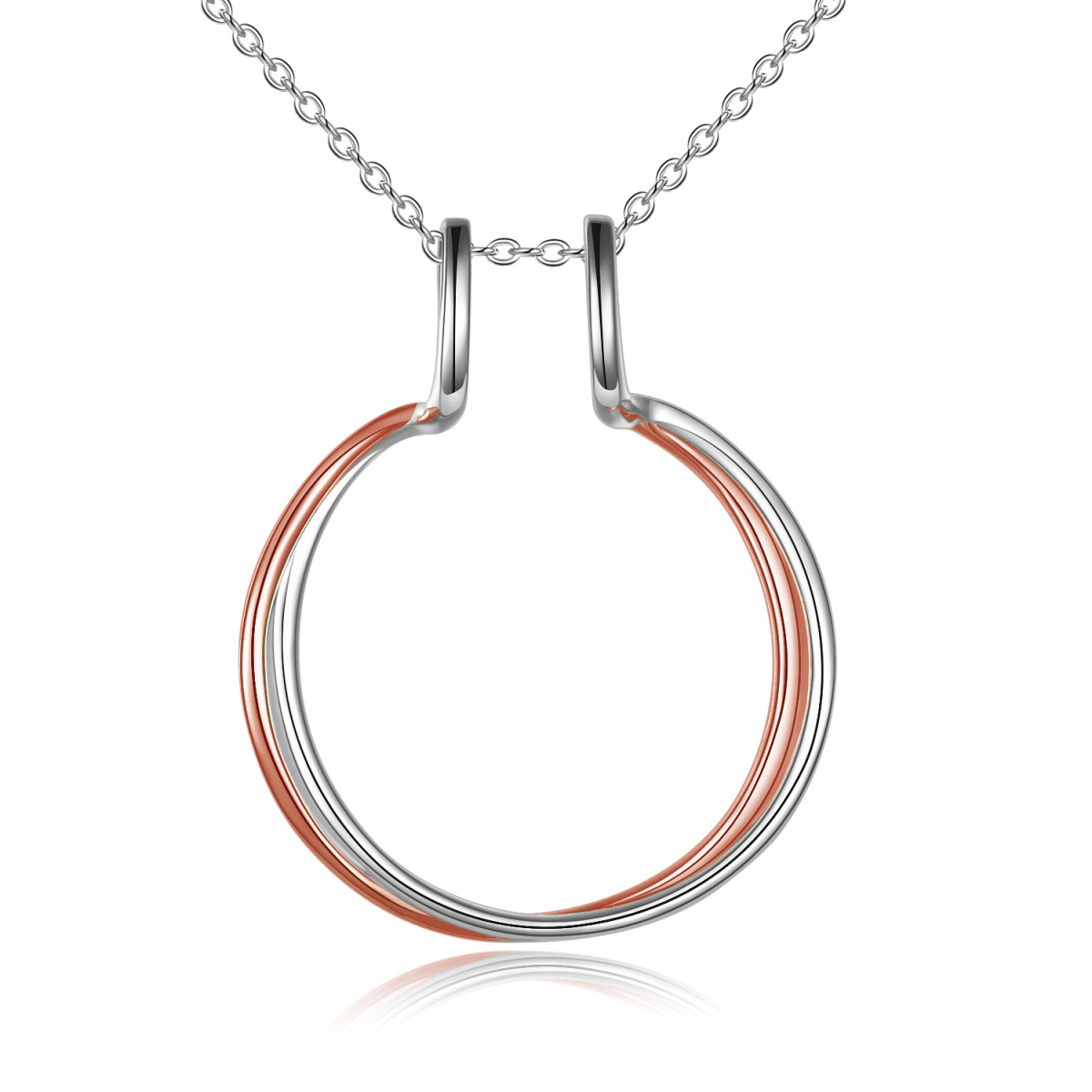 Collier pendentif porte-bague bicolore en argent sterling-1