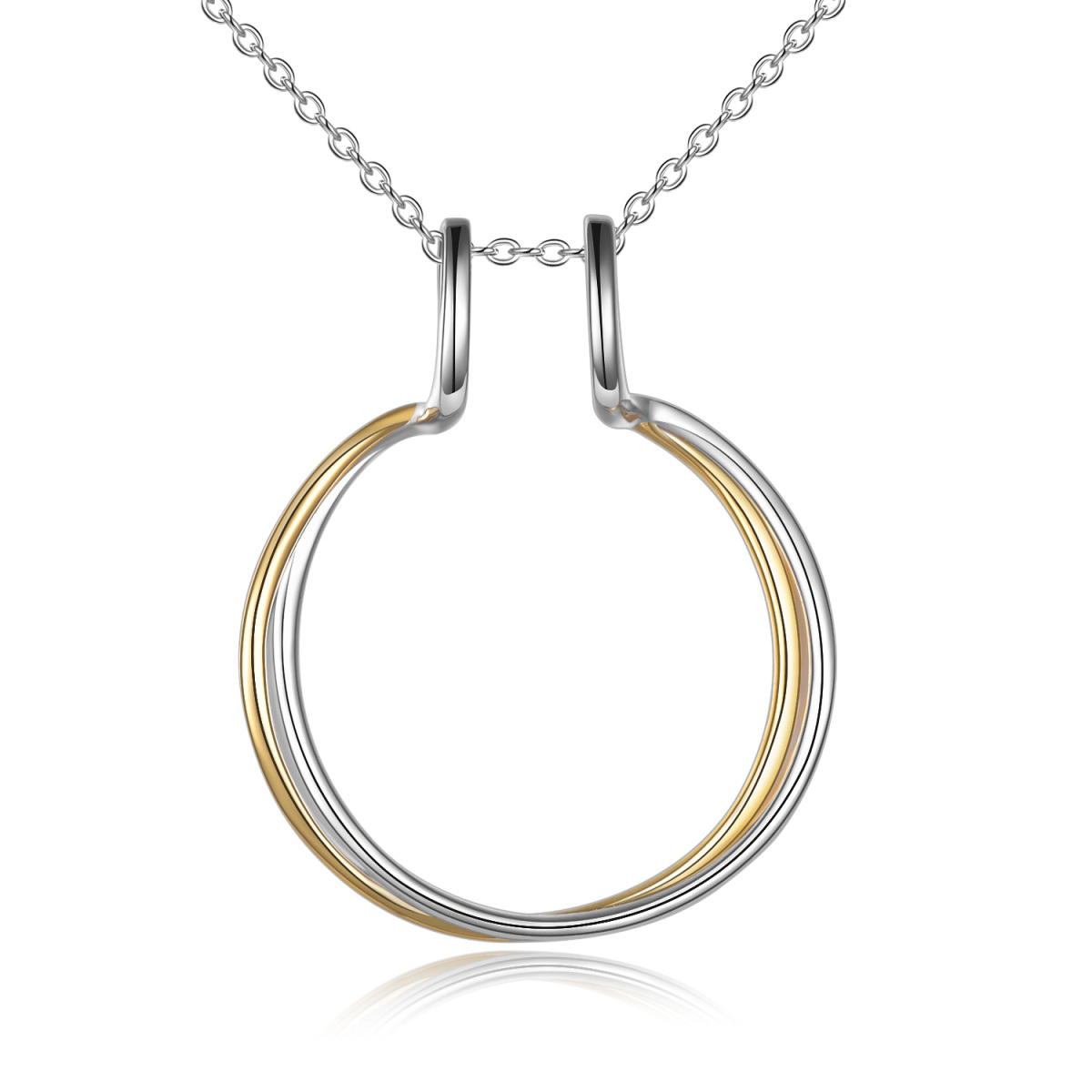 Sterling Silver Two-tone Ring Holder Pendant Necklace-1