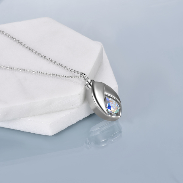 Sterling Silber Crystal Tear Drop Form Urne Halskette für Asche-2