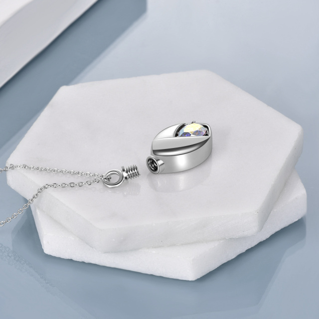 Sterling Silber Crystal Tear Drop Form Urne Halskette für Asche-3