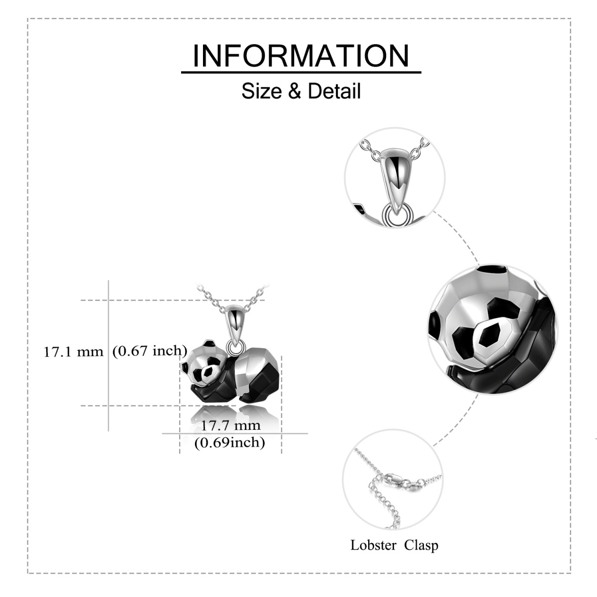Sterling Silber Panda Urne Halskette-5