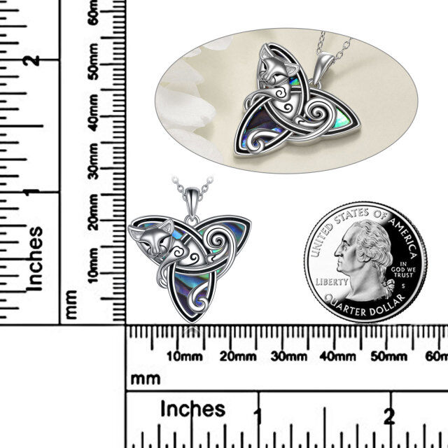 Collier en argent sterling avec pendentif chat et nœud celtique en forme d'abalone et de c-4