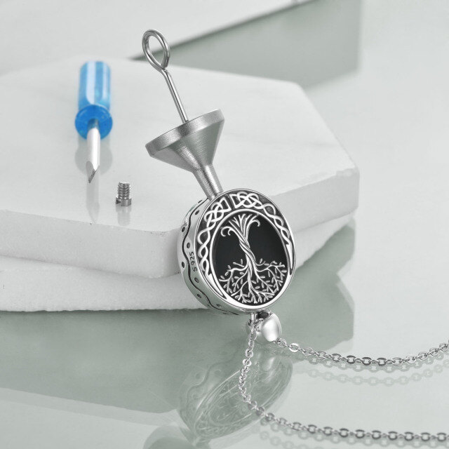 Sterling Silber Baum des Lebens & keltischen Knoten Urne Halskette mit eingraviertem Wort-2