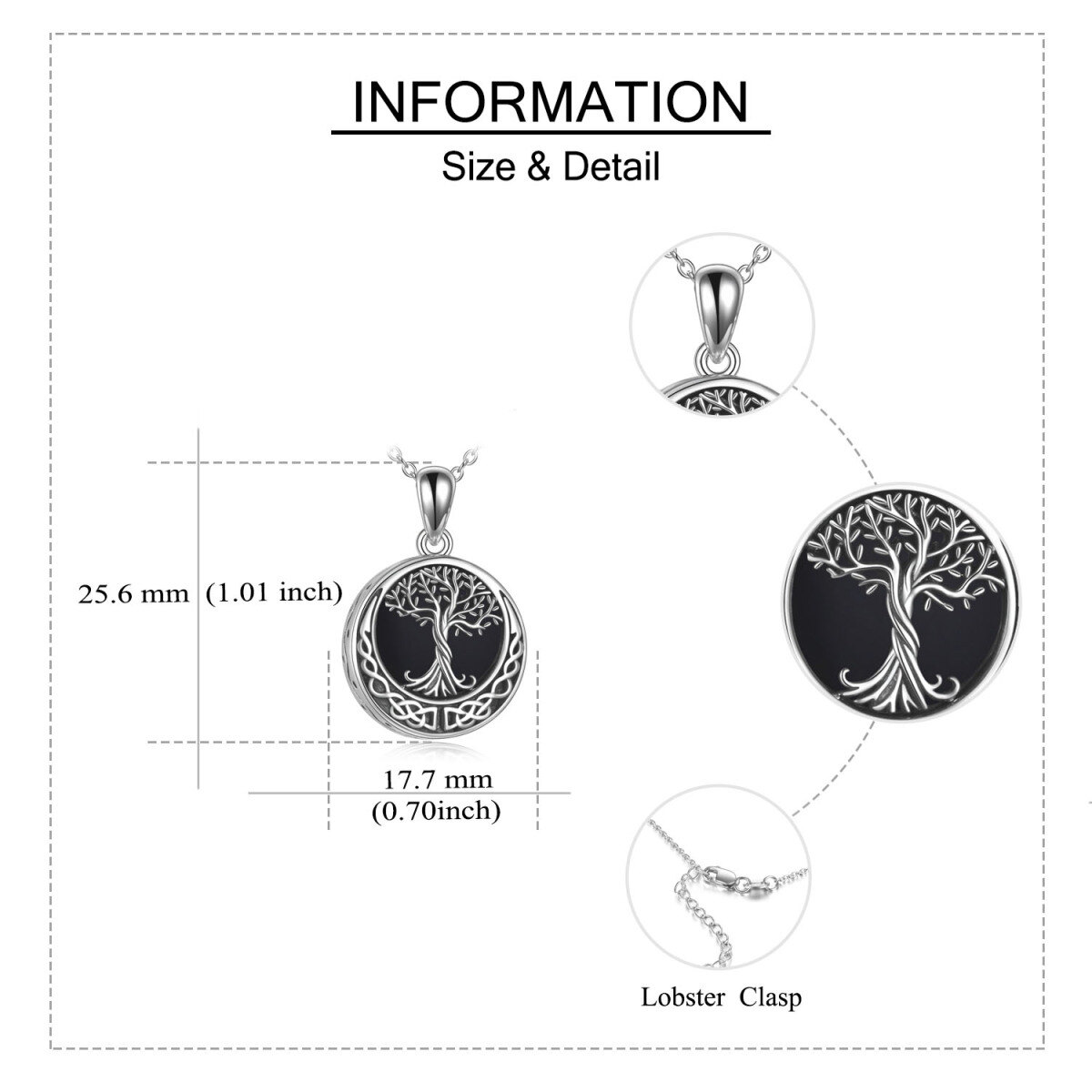 Sterling Silber Baum des Lebens & keltischen Knoten Urne Halskette mit eingraviertem Wort-5